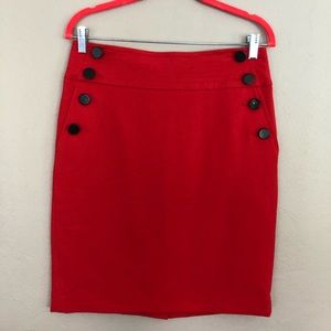 Loft red sailor button pencil skirt, Sz 8